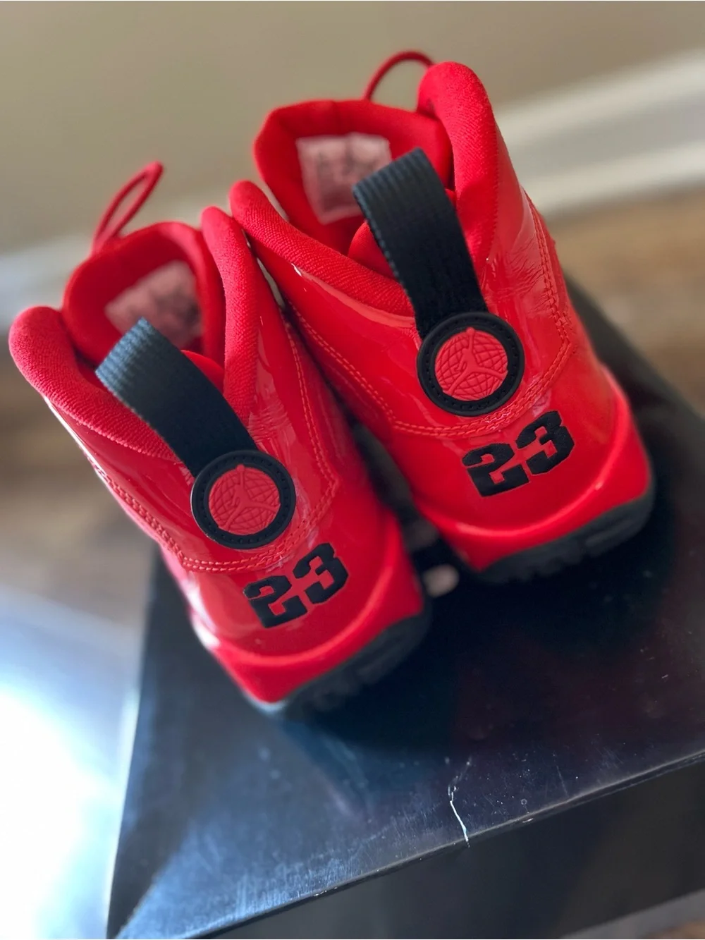Jordan Kids Red High-Top Sneakers with Black Accents